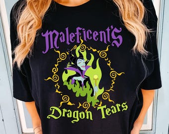 Disney Maleficent Dragon Tears T-Shirt, Retro Sleeping Beauty Villain Tee, Maleficent Fire Shirt, Disney Halloween Gift, Disney Villain Tee