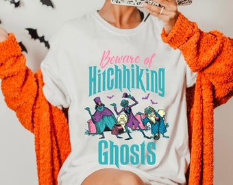 Vintage Beware Of Hitchhiking Ghosts Shirt, Disney Halloween Haunted Mansion Tee, Mickey's Not So Scary Party, Disneyland Halloween Trip