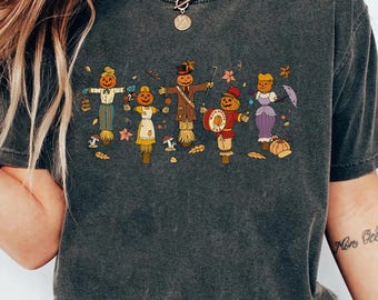 Retro Disney Halloween Pumpkin Scarecrow Characters T-shirt, Disney Main Street Shirt, Spooky Season Outfit, Mickey’s Not So Scary Party Tee