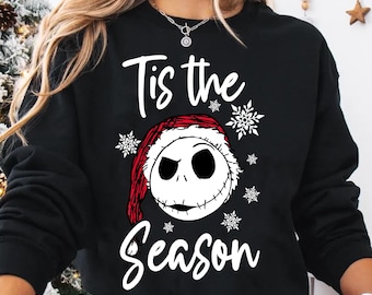Santa Jack Skellington Tis The Season Comfort Colors Shirt, Nightmare Before Chritsmas, Mickey Merry Party,  Christmas Family Trip