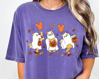 Winnie The Pooh Ghost Halloween Comfort Colors T-shirt, Disney Halloween Pumpkin Balloons T-shirt, Disneyland Halloween Party, Spooky Season