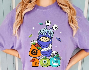 Monster Inc Boo Halloween Mike Sulley Pumpkin Big Face Costume Comfort Colors T-shirt, Disney Halloween Friends Matching Tee, Spooky Season