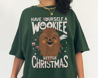 Star Wars Wookiee Little Christmas Sketched Shirt, Disney Star Wars Xmas Tee, Mickey's Very Merry Christmas, Galaxy's Edge Holiday Trip