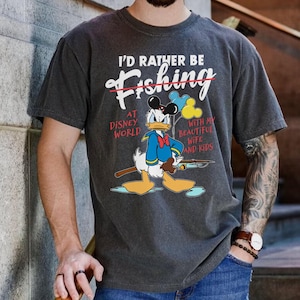 Retro Angry Donald Duck Dad Fishing Comfort Colors T-shirt, Funny Disney Dad Shirt, Father's Day Gift, Daddy Birthday Tee, Disneyland Trip