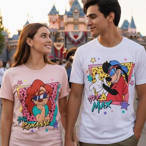 His And Hers Cartoon Couple Shirts, Ocean Princess Tee, Galactic Ranger Tee, Retro Theme Park Trip Outfit