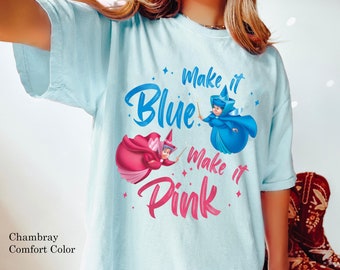 Sleeping Beauty Fairies Flora Merryweather Make It Blue Make It Pink Comfort Colors T-shirt, Aurora Princess Dress, Disney Girls Trip Shirt