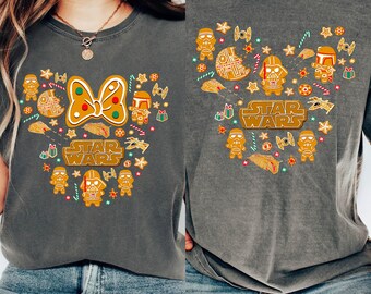 Mickey Minnie Head Star Wars Gingerbread Cookies Galactic Empire Shirt, Disney Christmas Crew Shirt, Galaxy Edge Xmas Tee, Hollywood Studios