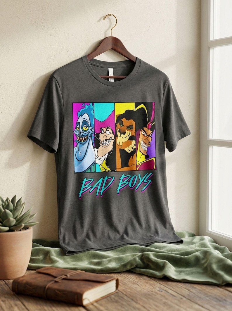 Retro Disney Villains Bad Boys T-shirt, Hades Captain Hook Jafar Scar Shirt, Magic Kingdom Tee, Disney Trip Matching Tee, Gift For Him image 1