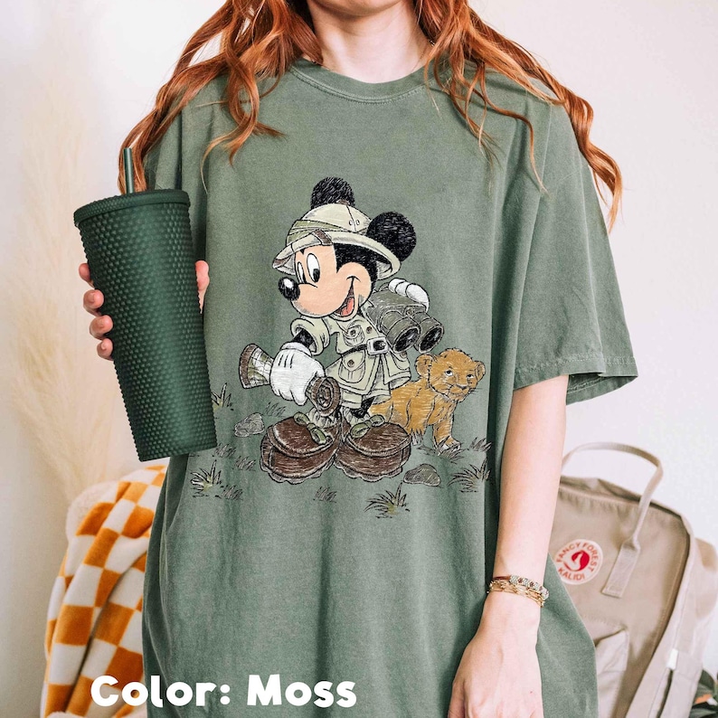 Vintage Mickey Mouse Simba Safari Comfort Colors Shirt, Disney Animal Kingdom Tee, Mickey Safari Mode T-shirt, Disneyland Family Trip image 3