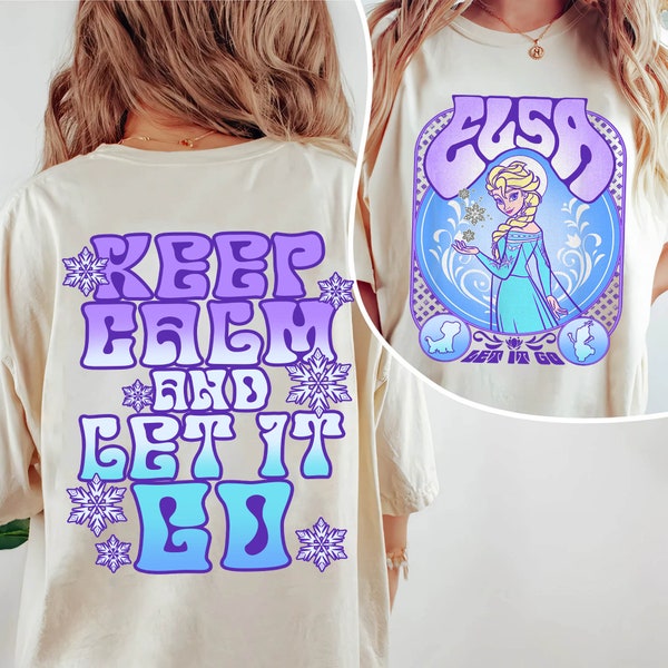 Two Sided Elsa Princess Keep Calm And Let It Go Comfort Colors Shirt, Vintage 70s  Frozen T-shirt, 2024 Girl Trip, Magic Kingdom