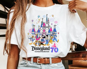 Disneyland 70Th Anniversary Mickey & Friends Castle Shirt, Disney Platinum Celebration of magic 1955-2025 Tee, Family Holiday Season Trip