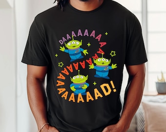 Retro jaren 90 Alien Toy Story vader comfort kleuren T-shirt, grappig shirt vader, Vaderdagcadeau voor vader, T-shirt vader verjaardag, reis 2026