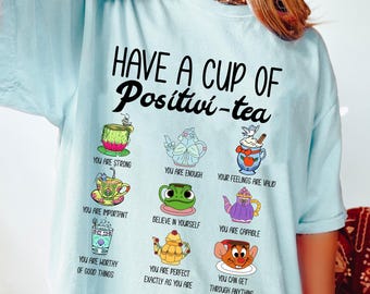 Retro Princess Sidekick Positivi-tea T-shirt, Funny Pascal Ariel Cinderella Rapunzel Shirt, Mental Health Cups Tee, Disney Trip Matching Tee