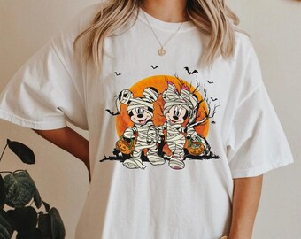 Mickey Minnie Mouse Mummies Costume Shirt, Funny Disney Halloween Tee, Mickey Not So Scary Party, Disneyland Halloween Family Trip Gift
