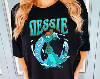 Vintage 70S Nessie Dragon Portrait t-shirt, The Ballad Of Nessie shirt, Funny Disney Dragon Tee, Disneyland Family Trip Matching Tee 2025