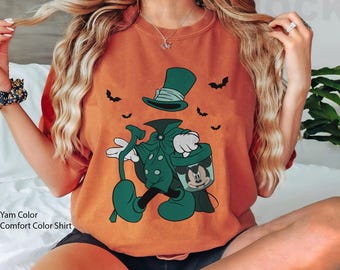 Disney Scary Mickey Mouse The Hatbox Ghost Comfort Colors Shirt, Haunted Mansion T-shirt, Disneyland Halloween Party, Spooky Season Shirt