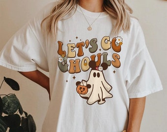 Mickey Boo With Jack O Lantern Pumpkin Let's Go Ghouls Shirt, Vinatge Disney Halloween T-shirt, Mickey's Not So Scary Party, Spooky Season