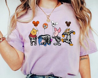 Winne The Pooh Skeleton Halloween Costume Shirt / Pooh Piglet Eeyore Tigger Disney Halloween Tee / Disney World MIckey's Not So Scary Party