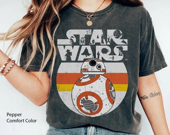 Retro BB8 Droids Stripes Logo Comfort Colors T-shirt, Vintage Star Wars Shirt, Hollywood Studios, Galaxy's Edge Trip, Walt Disney World