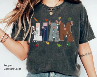 Custom Name Ratatouille Comfort Color Shirt, Alfredo Linguini Remy Emile, Personalized  T-shirt, 2024 Family Trip, Birthday Gift