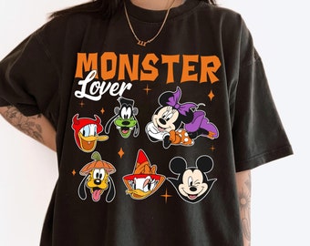 Mickey Friends Halloween Monster Lover Comfort Colors T-shirt, Disney Halloween Matching T-shirt, Disneyland Halloween Party, Spooky Season
