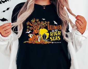Chip N Dale Halloween On The High Seas Comfort Colors Shirt, Disney Halloween Cruise Family Matching Shirts, Wish Dream Fantasy Magic Wonder