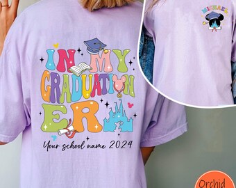 Custom 2 Sided Your Name And School Mickey Minnie In My Graduation Era Shirt,  Disney Graduated Student Gift For The Grad, Magic Castle