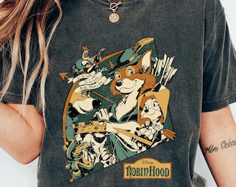 Vintage Disney Robin Hood Group Characters T-Shirt, Sherwood Forest Maid Marian Tee, Little John & Friar Tuck Shirt, Disney Robin Hood Shirt