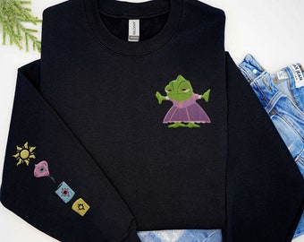 Embroidered Pascal Dress Lantern Sweatshirt,   Tangled Rapunzel Princess Embroidery Sweater, 2024 Trip,   World