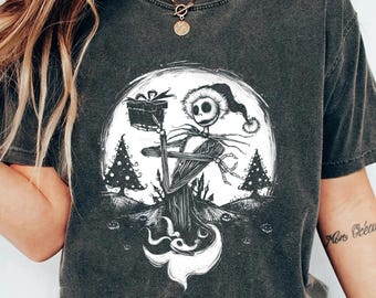 Disney Nightmare Before Christmas Jack Skellington T-Shirt, Vintage Zero Dog Shirt, Pumpkin King Halloween Tee, Funny Jack Santa Hat T-Shirt