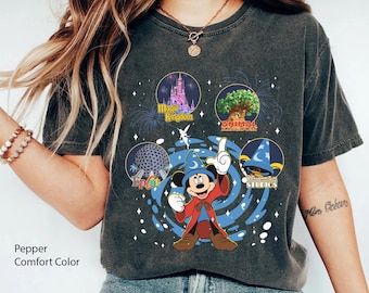 Retro Mickey Fantasia Sorcerer Comfort Color Shirt, Animal Kingdom Epcot  T-shirt, Magic Kingdom Park, Hollywood Studios Family Trip