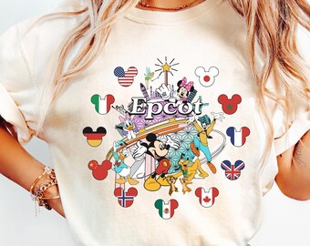 Mickey And Friends Epcot Country Flag Comfort Colors T-shirt, Disney Epcot World Showcase T-shirt, Disneyland Family Trip, Walt Disney World