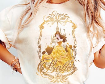 Princess Belle Coquette Bow Shirt, Disney Beauty and the Beast Castle Tee, Disneyland Girl Matching Trip, Birthday Gift, Magic Kingdom