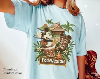 Mickey Mouse Drum & Tiki Comfort Colors T-shirt, Disney Polynesian Resort Shirt, Disneyland Family Trip, Walt Disney World, Magic Kingdom