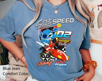 【Rest & Recreation】 COLOR STITCH T-SHIRT / 追跡付 Girl's Lilo & Stitch Surfing Stitch T-Shirt - Light Pink - X