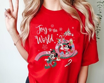 Fantasyland Castle Disney Christmas Mickey And Friends Elf Joy To The World T-shirt, Disney X-mas Shirt, Disneyland Merry Christmas Party