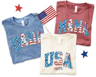 Custom 4th of July Mama Watercolor USA Flag T-shirt, Independence Day 2025 Shirt, Patriotic USA T, Fourth of July T-shirt, Gift For Family