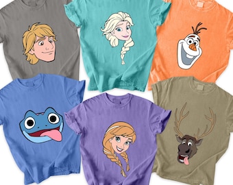 Custom Frozen Characters Big Face Costume Comfort Colors Shirt, Bruni Dragon Olaf Sven, Disney  Family Vacation, Funny Birthday Gift