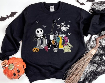 Custom Name Nightmare Before Christmas Dad Sweatshirt, Personalized Disney Halloween Shirt For Father, Jack Skellington Oogie Boogie Bash