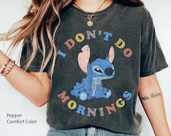 Vintage Stitch I Don't Do Mornings Comfort Colors Shirt, Retro Lilo And Stitch  T-shirt, 2024 Family Trip, Funny Birthday Gift