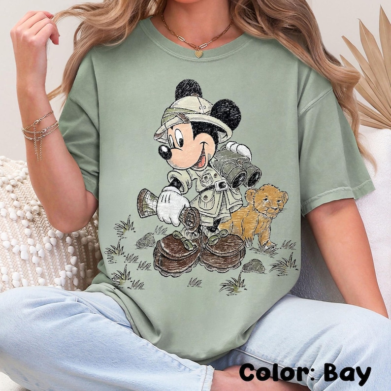 Vintage Mickey Mouse Simba Safari Comfort Colors Shirt, Disney Animal Kingdom Tee, Mickey Safari Mode T-shirt, Disneyland Family Trip image 2