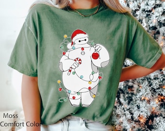 Baymax Santa Christmas Lights Shirt, Disney Big Hero 6 Christmas T-shirt, Mickey Merry Party, Disneyland Holiday Season, Funny Xmas Gift