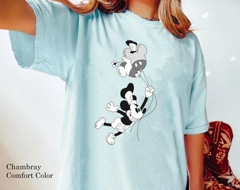 Steamboat Willie Mickey Mouse 1928 Balloon Comfort Colors T-shirt, Disney Mickey Shirt, Disneyland Family Matching Shirt, Walt Disney World