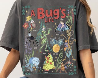Vintage Disney A Bug’s Life T-Shirt, Pixar Circus Bugs Tee, A Bug’s Life Shirt, Flik Heimlich Rosie Francis Gypsy Tee, We All Thrive Shirt