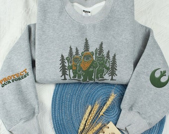 Embroidered Ewoks Endor Forest Summer Camp Sweatshirt, Protect Our Forest, Star Wars Day, May The Fourth Be With You, Hollywood Studios
