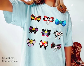 Disney Villains Coquette Bow Comfort Colors Shirt, Maleficent Ursula Evil Queen Captain Hook, Disney Family Matching Shirt, Disneyland Trip