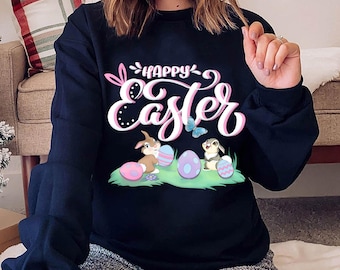 Vintage Thumper & Miss Bunny Happy Easter Shirt, Disney Bambi Watercolor Easter Eggs Tee, Disneyland Family Matching, Funny Easter Day Gift