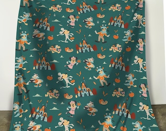 Retro Mouse And Friends Sensational Six Pastel Blanket, Disney Trick Or Treat Fleece Blanket, Spooky Season Sofa Blanket, Disney Home Decor