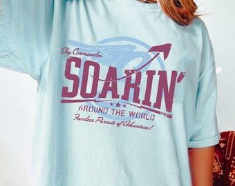 Vintage Sky Commander Soarin Around The World Logo T-shirt, Fearless Pursuit of Adventure Tee, Disney Parks Trip Shirt, Epcot World Tour Tee