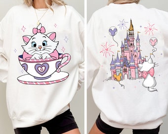 Two Sided Marie Cat Mad Tea Cup Party Comfort Colors Shirt, The Aristocats Disney Castle T-shirt, Disneyland Family Trip, Walt Disney World